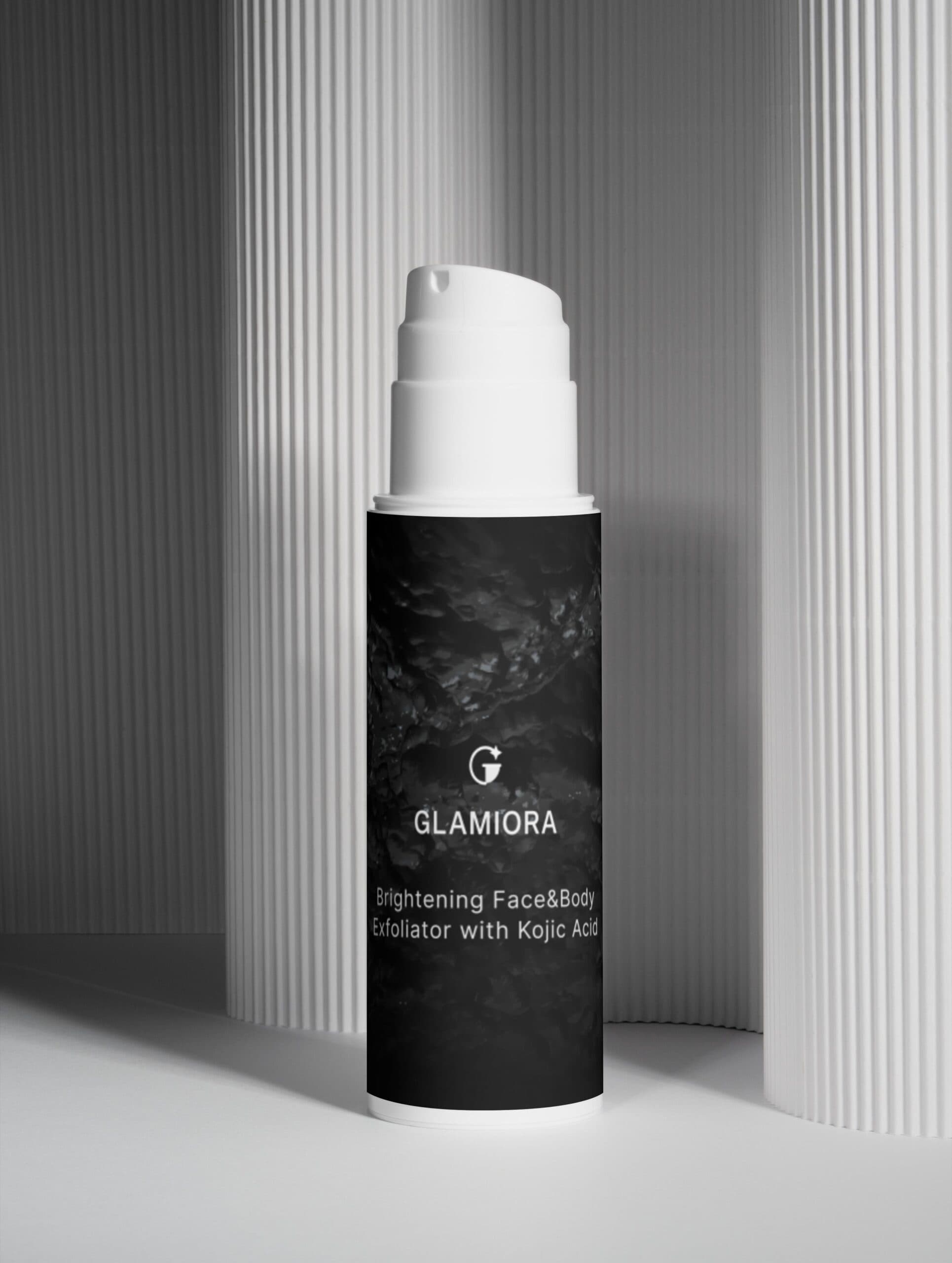 Glamiora kojic acid exfoliator in monochrome studio styling