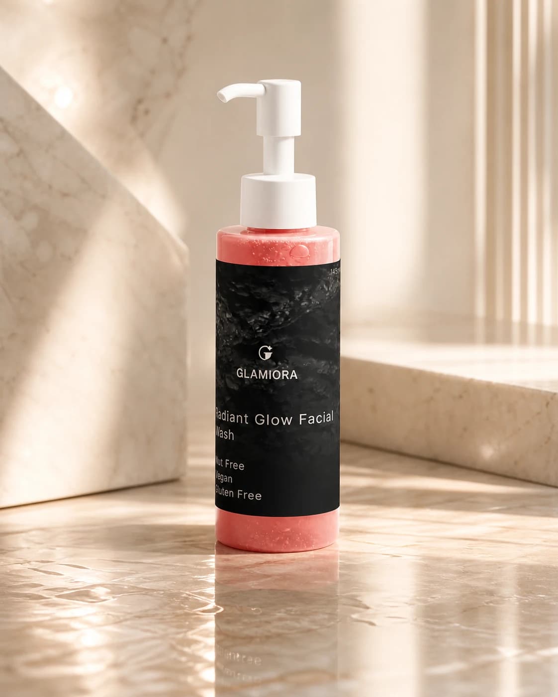 Glamiora Radiant Glow Facial Wash editorial product photography