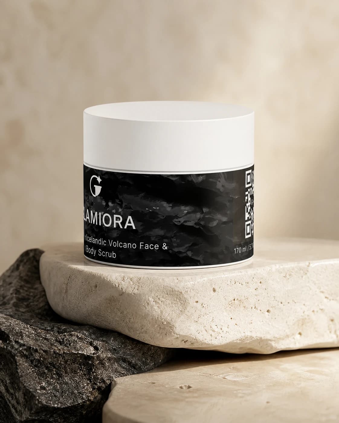 Glamiora Icelandic Volcano Face & Body Scrub editorial product photography