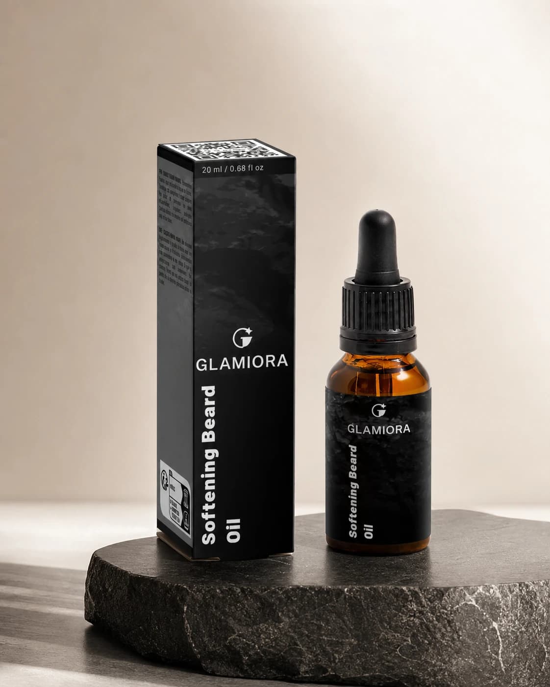Glamiora Softening Beard Oil editorial product photography