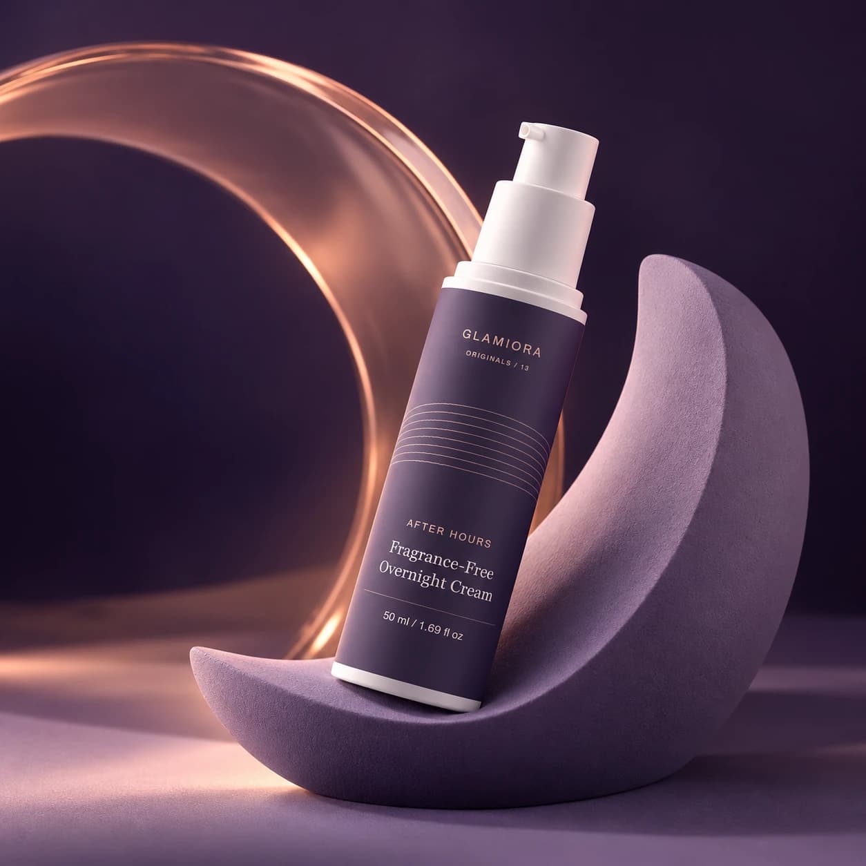 After Hours — Fragrance-Free Overnight Cream — AI-assisted Ritual Edition editorial scene; see packaging views for label details